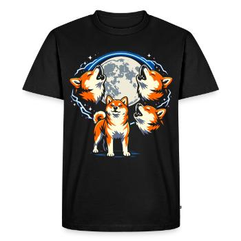 Shiba Inu Howling Moon Funny Three Dogs - Men's Premium Organic T-Shirt - black - Front - Nico (187cm)
