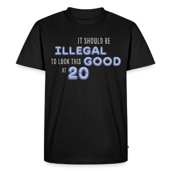 Illégalement avoir fière allure à 20 ans – Diction d’anniversaire - T-shirt Premium bio Homme - noir - Devant - Nico (187cm)