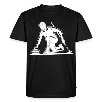Curling Man Athlete Action Silhouette - Men's Premium Organic T-Shirt - black - Front - Nico (187cm)