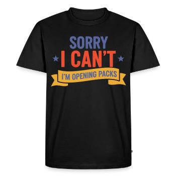 Sorry I Cant Im Opening Packs Trading Card - Men's Premium Organic T-Shirt - black - Front - Nico (187cm)