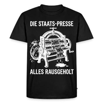 The state press got everything out of it - Men's Premium Organic T-Shirt - black - Front - Nico (187cm)