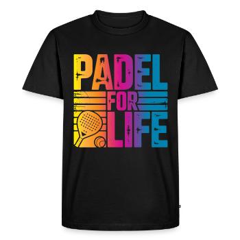 Padel à vie - T-shirt Premium bio Homme - noir - Devant - Nico (187cm)