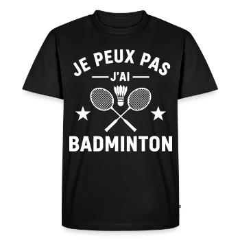 Je Peux Pas J'ai Badminton - T-shirt Premium bio Homme - noir - Devant - Nico (187cm)