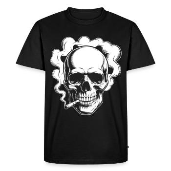 Smoking Skull Design - Men's Premium Organic T-Shirt - black - Front - Nico (187cm)