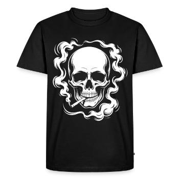 Smoking Skull Design - Men's Premium Organic T-Shirt - black - Front - Nico (187cm)