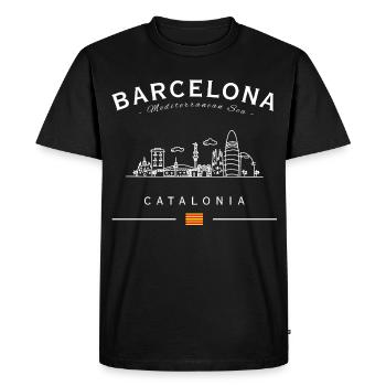 Barcelona Skyline Catalonia Silhouette - Men's Premium Organic T-Shirt - black - Front - Nico (187cm)