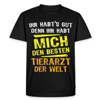 Cadeau vétérinaire - T-shirt Premium bio Homme - noir - Devant - Nico (187cm)