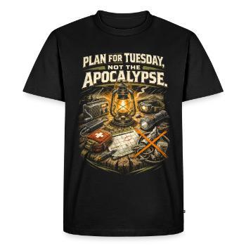 Plan de survie du Prepper pour mardi - T-shirt Premium bio Homme - noir - Devant - Nico (187cm)