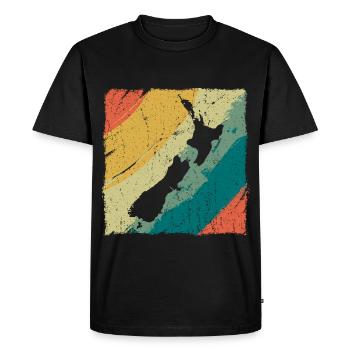 New Zealand Land Map Retro Logo Vintage NZ - Men's Premium Organic T-Shirt - black - Front - Nico (187cm)