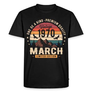 Mars 1970 Cadeau 56eme Anniversaire March 1970 - T-shirt Premium bio Homme - noir - Devant - Nico (187cm)