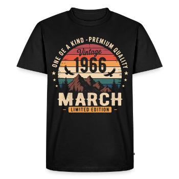 Mars 1966 Cadeau 60eme Anniversaire March 1966 - T-shirt Premium bio Homme - noir - Devant - Nico (187cm)