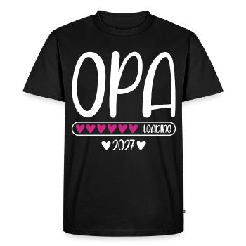 Grand-père 2027 chargeant avec barre de chargement en cœur - T-shirt Premium bio Homme - noir - Devant - Nico (187cm)