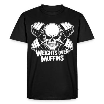 Poids au-dessus du crâne des muffins - T-shirt Premium bio Homme - noir - Devant - Nico (187cm)