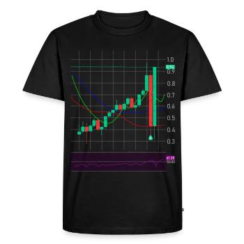 Échange d’actions crypto - T-shirt Premium bio Homme - noir - Devant - Nico (187cm)