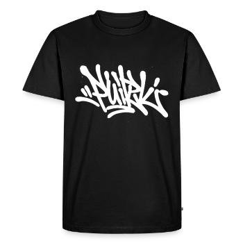 Tags : Spray pour graffiti, art urbain - T-shirt Premium bio Homme - noir - Devant - Nico (187cm)