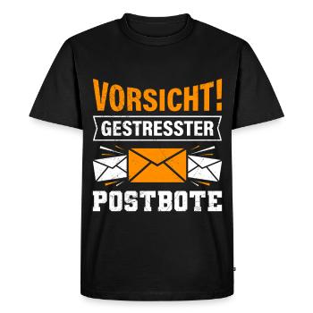 Postman BEWARE OF STRESSED POSTMAN Funny - Men's Premium Organic T-Shirt - black - Front - Nico (187cm)