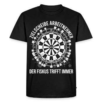 Target Employee Dartboard The Treasury - Men's Premium Organic T-Shirt - black - Front - Nico (187cm)