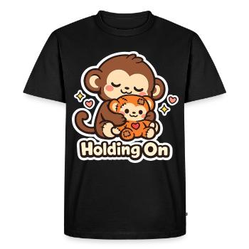 Punch Macaque qui tient bon - T-shirt Premium bio Homme - noir - Devant - Nico (187cm)