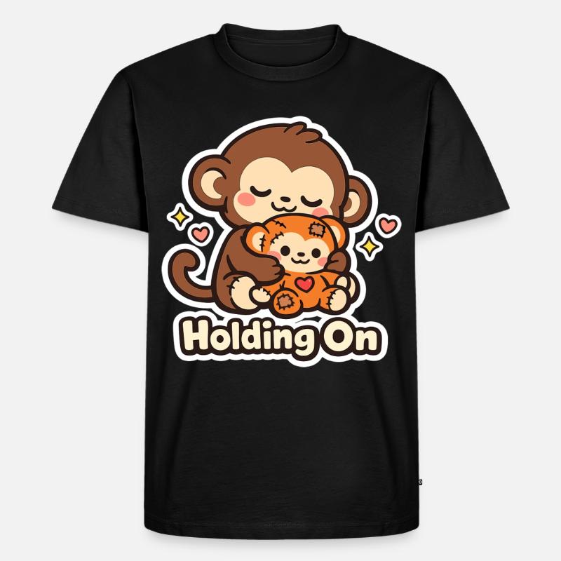 Punch Macaque Holding On - Männer Premium Bio T-Shirt - Schwarz