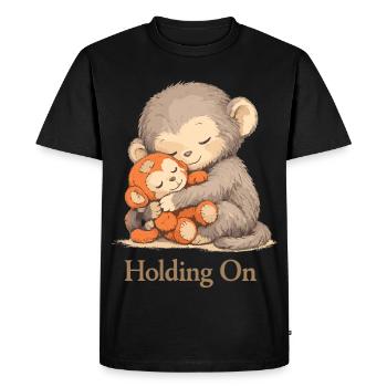 Anxious Monkey Plush Toy Solace - Men's Premium Organic T-Shirt - black - Front - Nico (187cm)