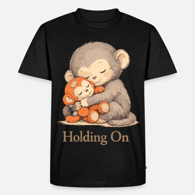 Ängstlicher Affe Plüschtier Trost - Männer Premium Bio T-Shirt - Schwarz