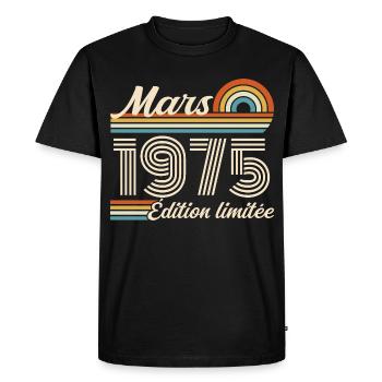 51st Birthday Gift - Born in March 1975 - Men's Premium Organic T-Shirt - black - Front - Nico (187cm)