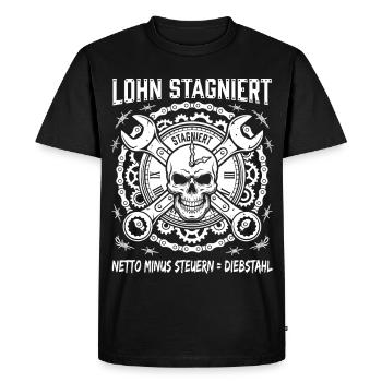 Wages stagnate net minus, taxes are theft - Men's Premium Organic T-Shirt - black - Front - Nico (187cm)