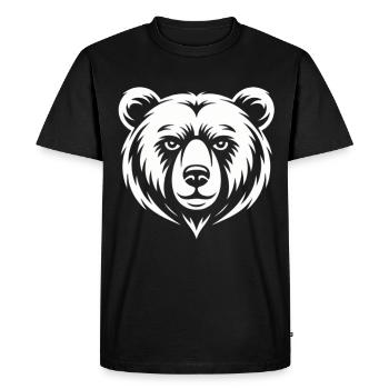 Dessin artistique minimaliste de la tête d’ours - T-shirt Premium bio Homme - noir - Devant - Nico (187cm)