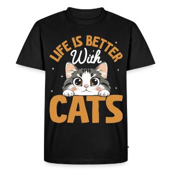 Life is better with cats cat lovers - Men's Premium Organic T-Shirt - black - Front - Nico (187cm)