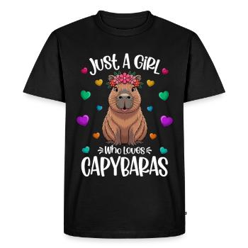 Girl capybara lover sweet capybara - Men's Premium Organic T-Shirt - black - Front - Nico (187cm)