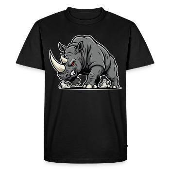 Rhinoceros Powerful Anger Wild Animal Logo - Men's Premium Organic T-Shirt - black - Front - Nico (187cm)