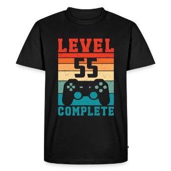 55e anniversaire Niveau 55 Joueur complet 55 ans - T-shirt Premium bio Homme - noir - Devant - Nico (187cm)