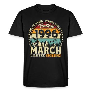 Cadeau de 30e anniversaire Mari Millésime Mars 1996 - T-shirt Premium bio Homme - noir - Devant - Nico (187cm)