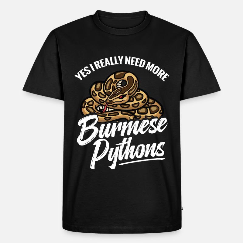 Python-Liebhaber Schlangen-Mama Terrarium-Reptilien-Papa - Männer Premium Bio T-Shirt - Schwarz