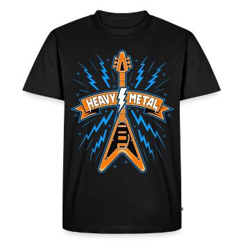 Heavy Metal Banner avec guitare - T-shirt Premium bio Homme - noir - Devant - Nico (187cm)