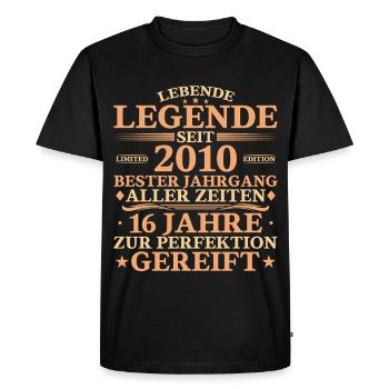 16th Birthday 2010 Legend Vintage Gift - Men's Premium Organic T-Shirt - black - Front - Nico (187cm)