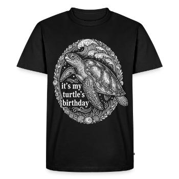 C’est l’anniversaire de ma tortue - T-shirt Premium bio Homme - noir - Devant - Nico (187cm)