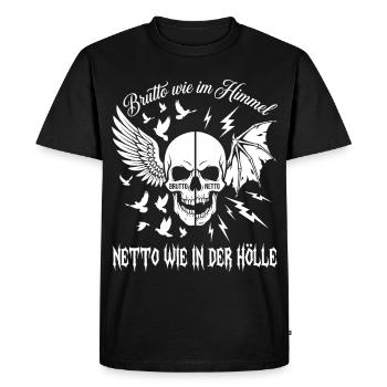 Gross as in heaven Net as in hell - Men's Premium Organic T-Shirt - black - Front - Nico (187cm)