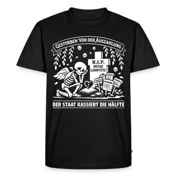 Décédé avant le paiement - T-shirt Premium bio Homme - noir - Devant - Nico (187cm)