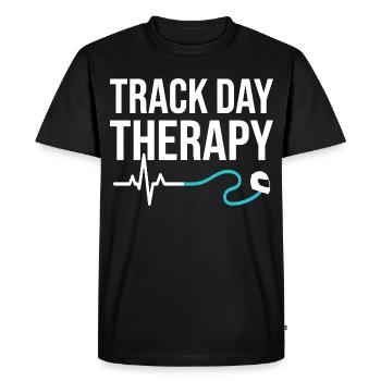 Thème de la thérapie des journées de piste dans le sport automobile - T-shirt Premium bio Homme - noir - Devant - Nico (187cm)