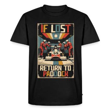 Course automobile : Sport automobile : Retour au paddock en cas de perte - T-shirt Premium bio Homme - noir - Devant - Nico (187cm)