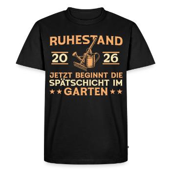 Don de jardin de retraite pour jardinier 2026 - T-shirt Premium bio Homme - noir - Devant - Nico (187cm)