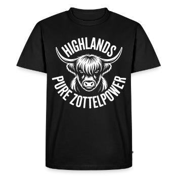 Highland Cow Emblem - Men's Premium Organic T-Shirt - black - Front - Nico (187cm)