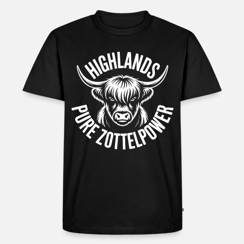 Highland Kuh Emblem - Männer Premium Bio T-Shirt - Schwarz