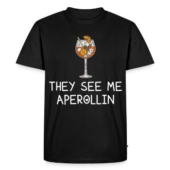 They see me Aperollin' – Summer Drink Spritz - Men's Premium Organic T-Shirt - black - Front - Nico (187cm)