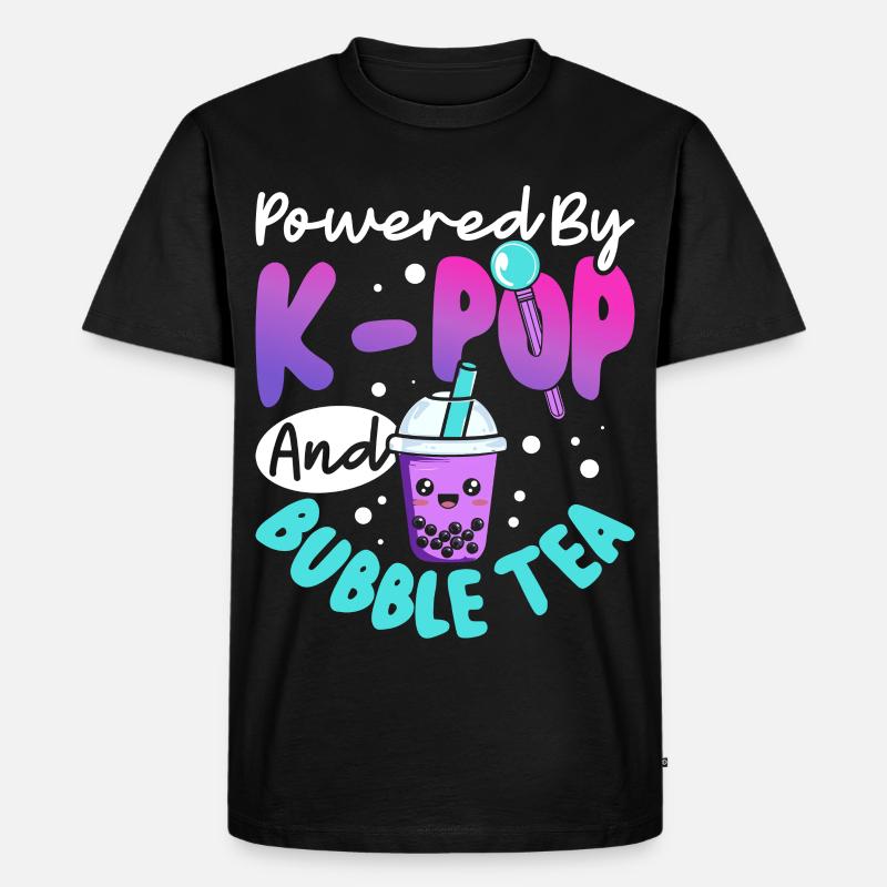 Alimentato da bubble tea K-pop - Maglietta ecologica premium da uomo - nero