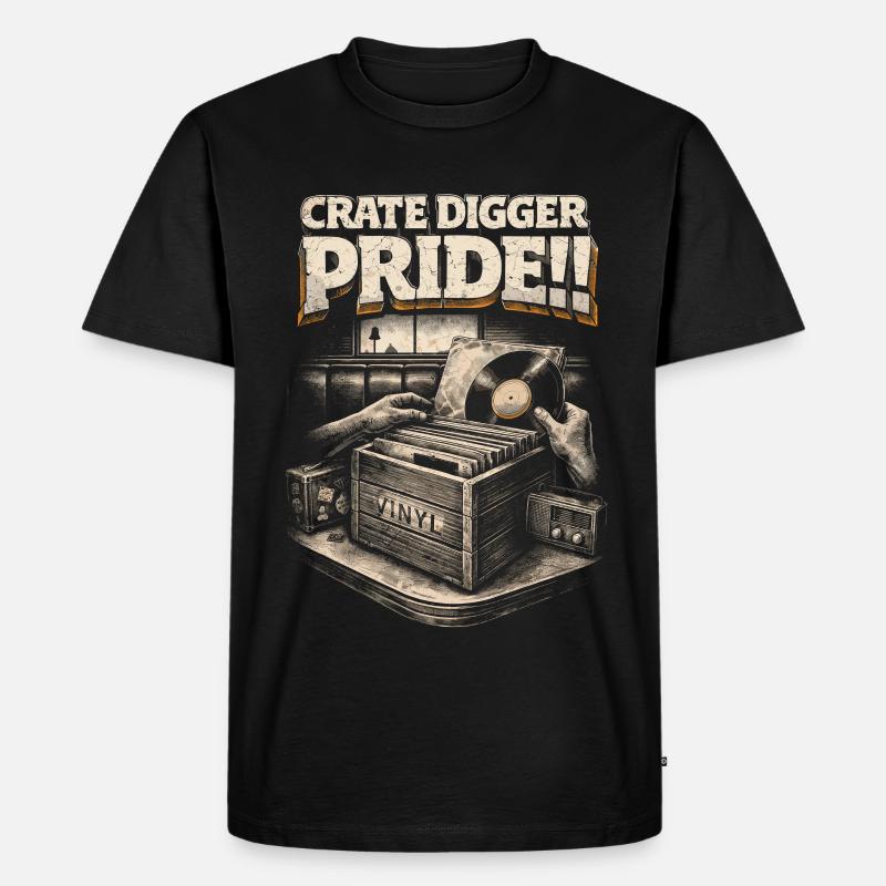 Vinyl Sammler Schallplatten Crate Digger Pride - Männer Premium Bio T-Shirt - Schwarz