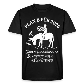 Plan B pour 2026 - T-shirt Premium bio Homme - noir - Devant - Nico (187cm)