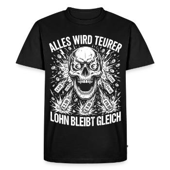 Tout devient plus cher, les salaires restent les mêmes - T-shirt Premium bio Homme - noir - Devant - Nico (187cm)