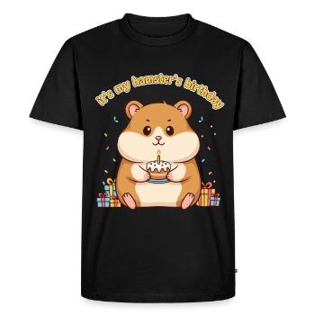 Funny Hamster Birthday Cake - Men's Premium Organic T-Shirt - black - Front - Nico (187cm)